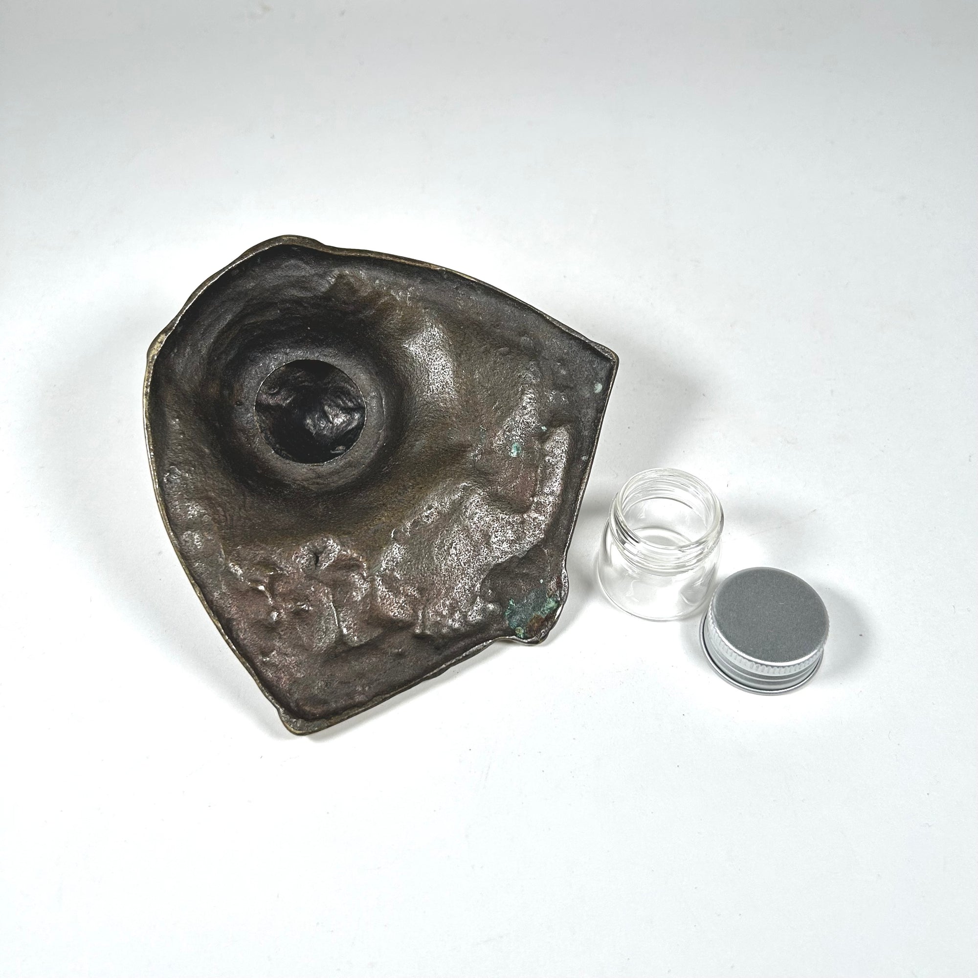 Antique Brass Inkwell with Leaf and Berry Design - Free Shipping