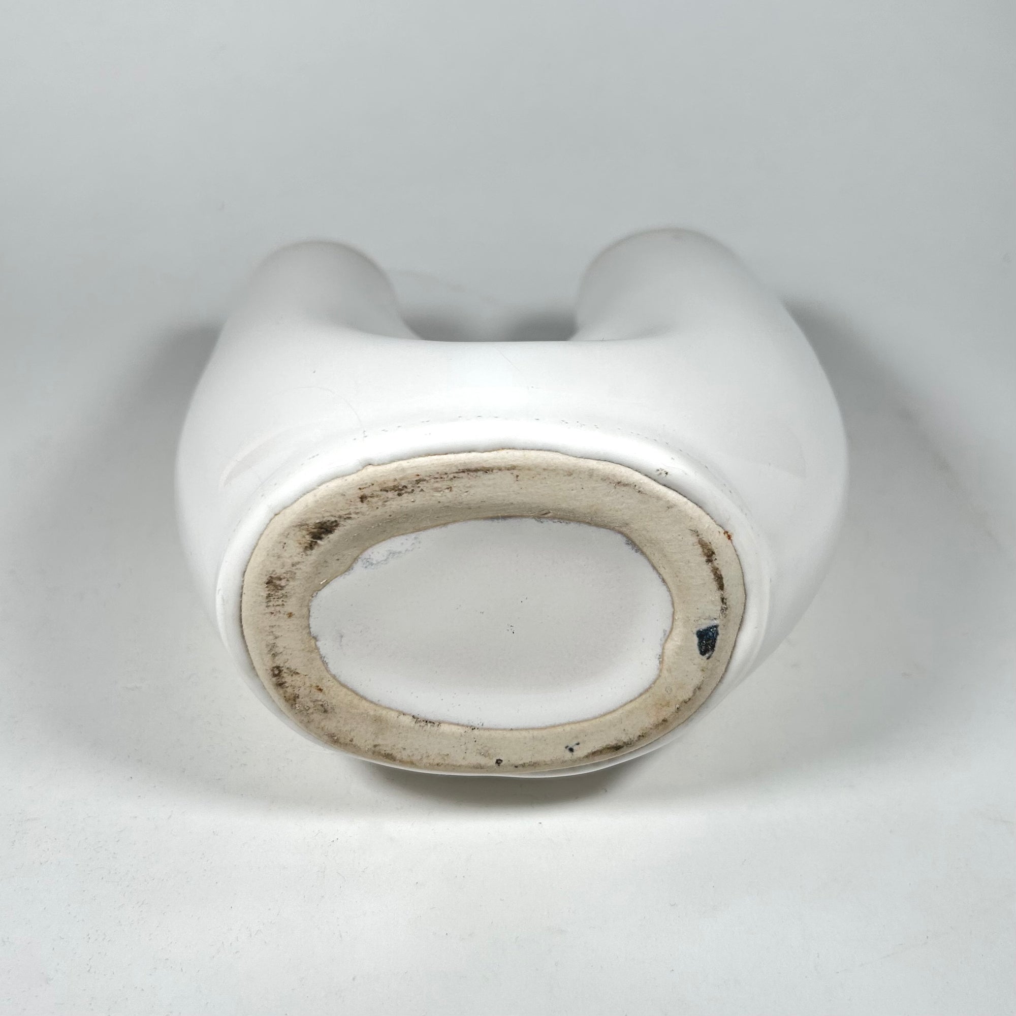 Vintage U-Shape Vase with White Glaze