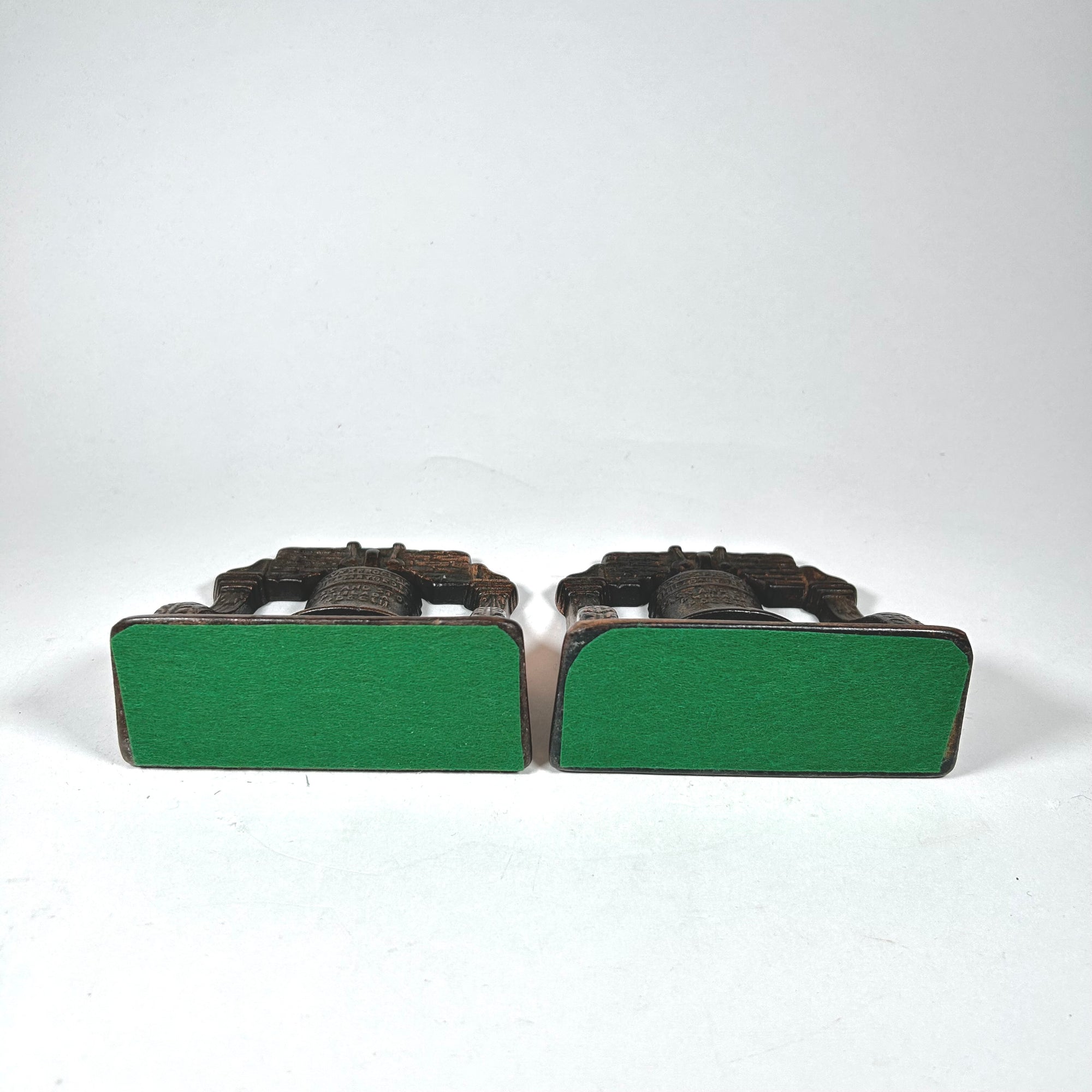 Vintage Liberty Bell Bookends - Copper Finished Iron