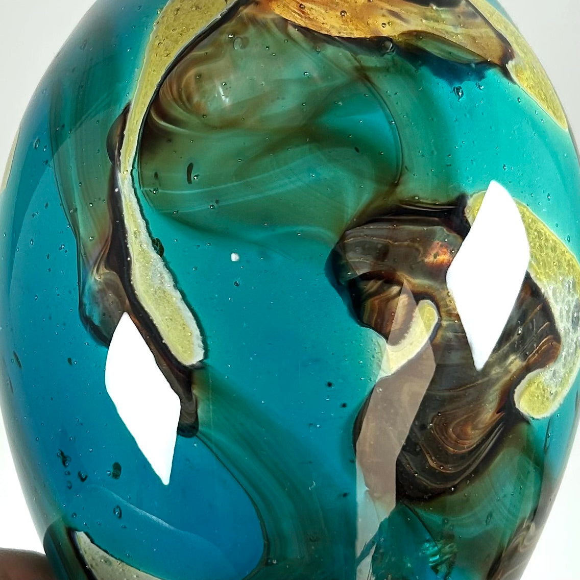 Vintage Mdina Glass Chalice in Blue Tiger Pattern Signed