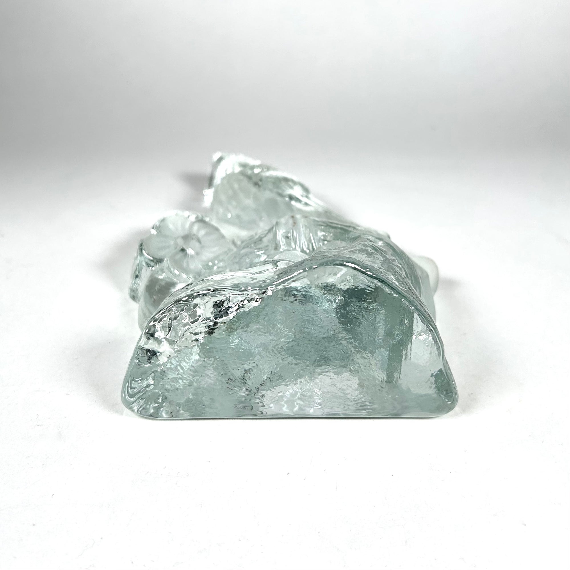 Viking Glass Bird and Flower Clear and Frosted Glass Figurine