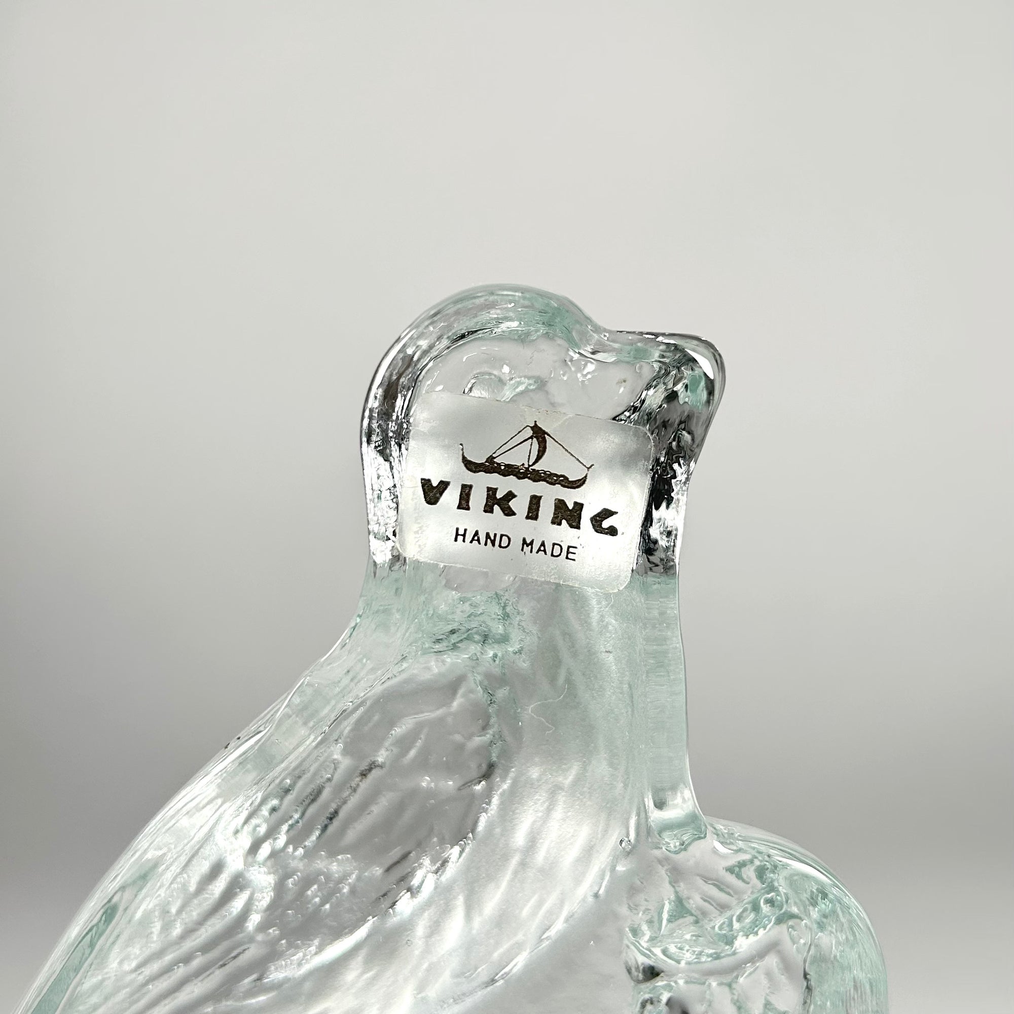 Viking Glass Bird and Flower Clear and Frosted Glass Figurine