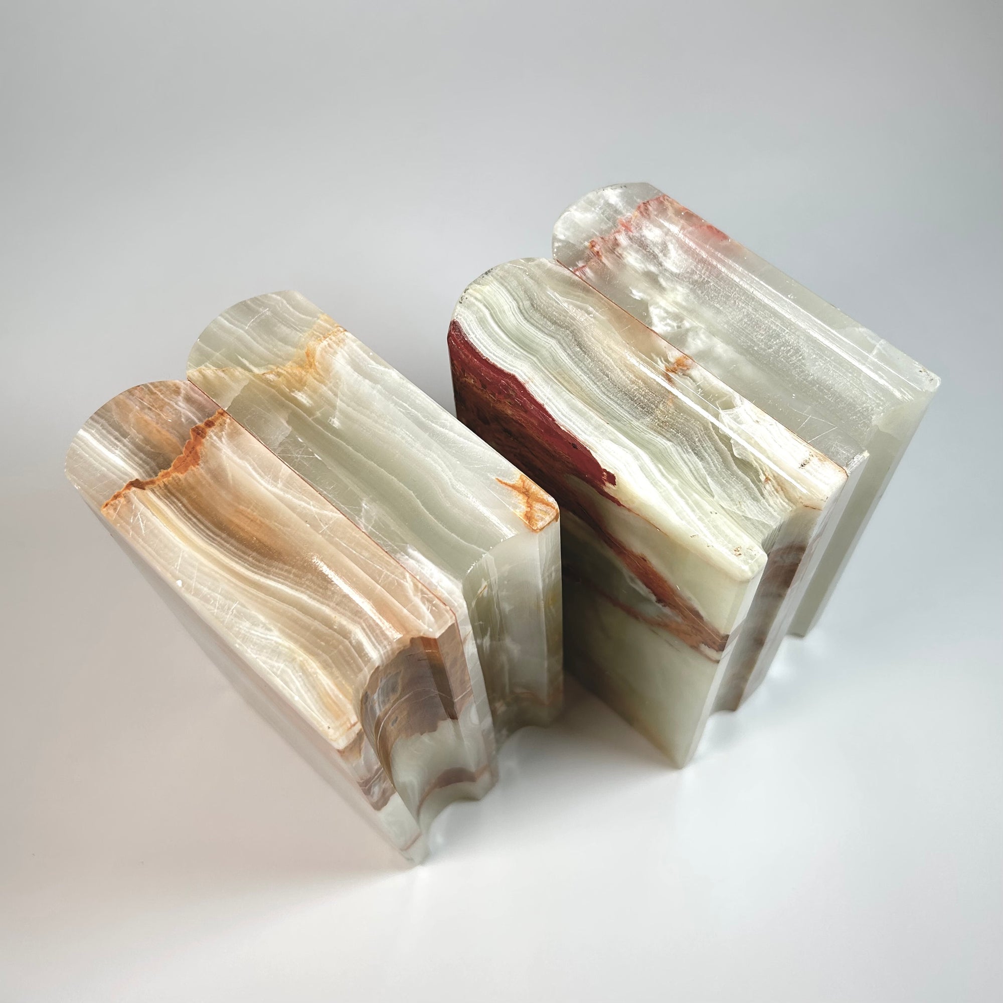 Vintage Book Shaped Carved Onyx Bookends