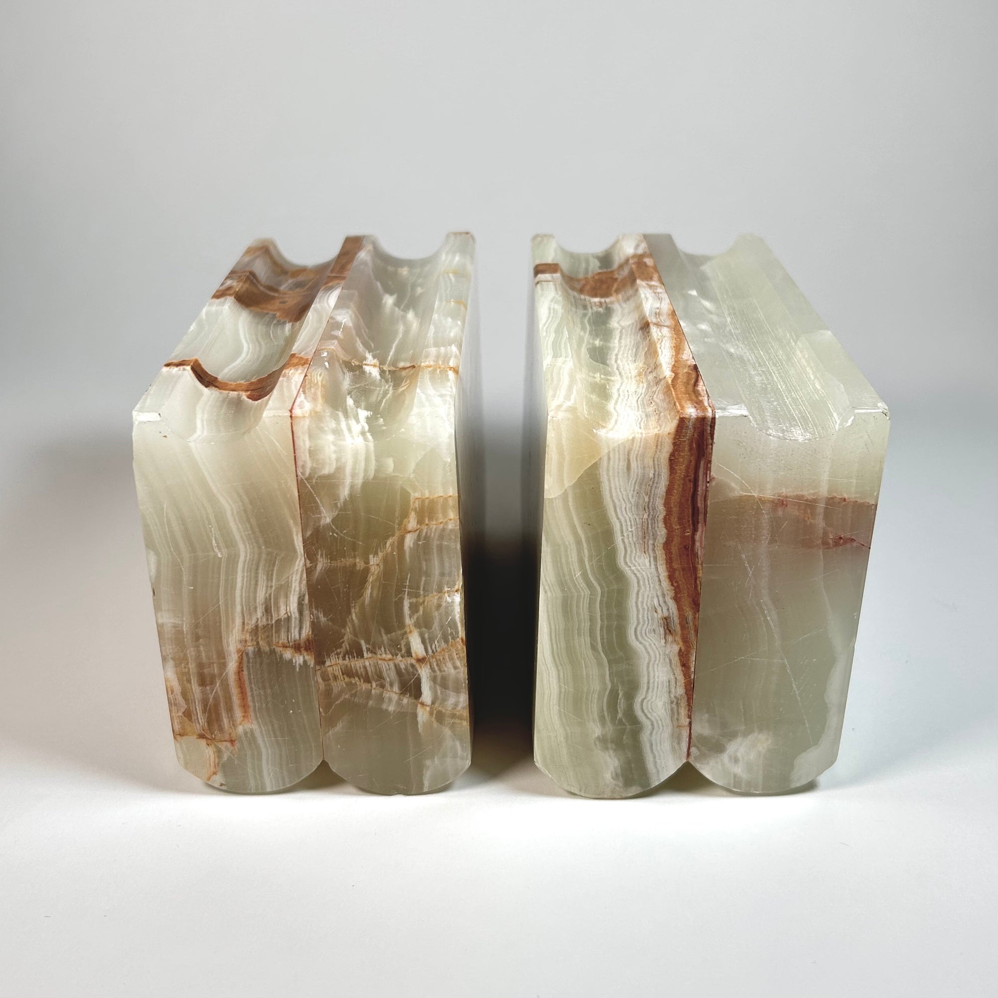 Vintage Book Shaped Carved Onyx Bookends