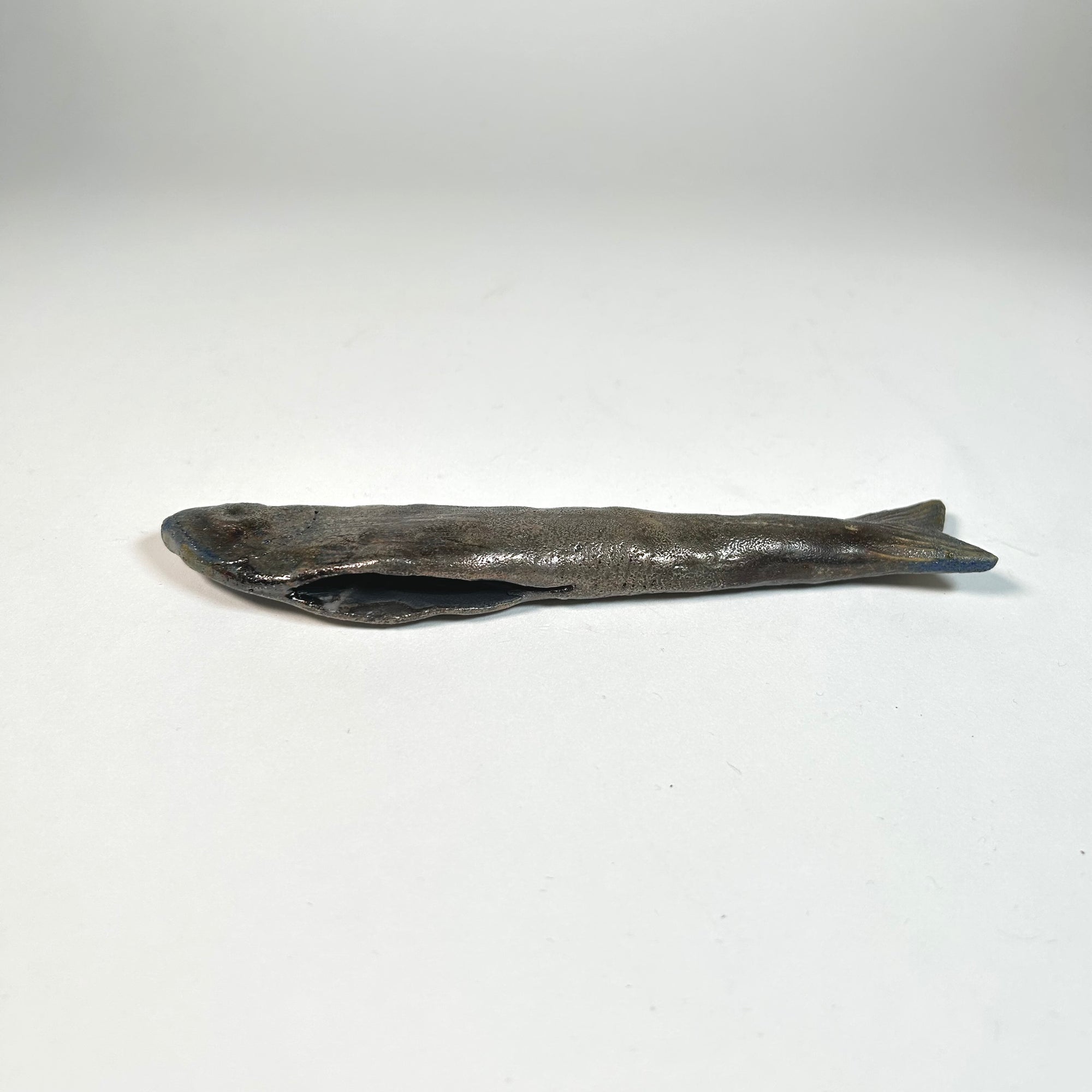 Anchovie Fish Figurine with Raku Glaze - Free Shipping