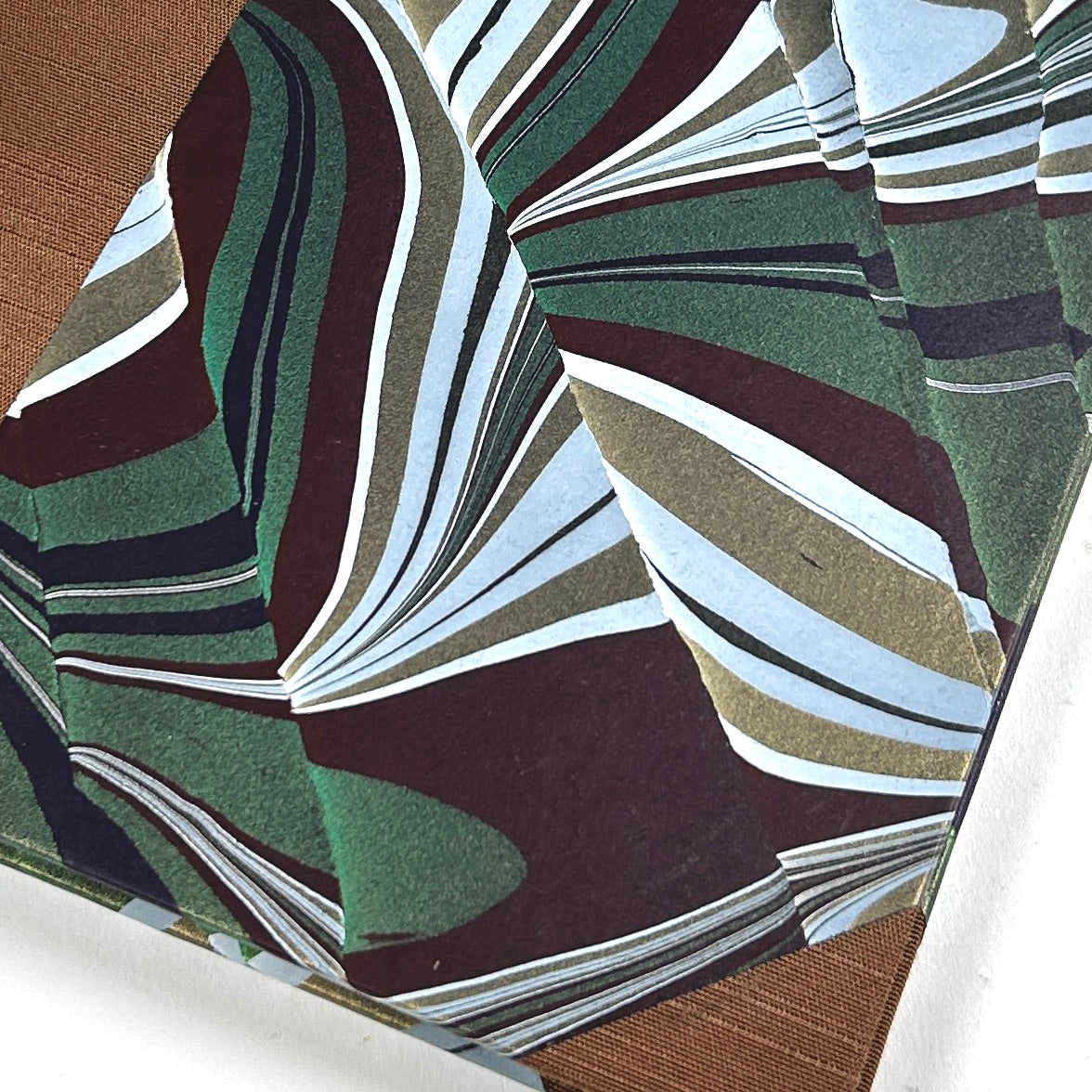 Address Book with Hand Marbled Paper and Brown Silk Binding