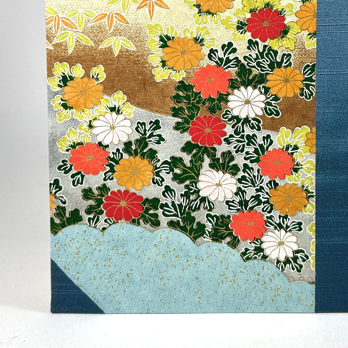 Address Book with Silk-Screened Crane Paper and Blue Silk Binding