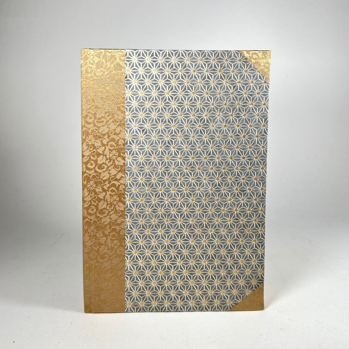 Address Book with Gray Japanese Silk Screened Paper and Golden Silk Binding