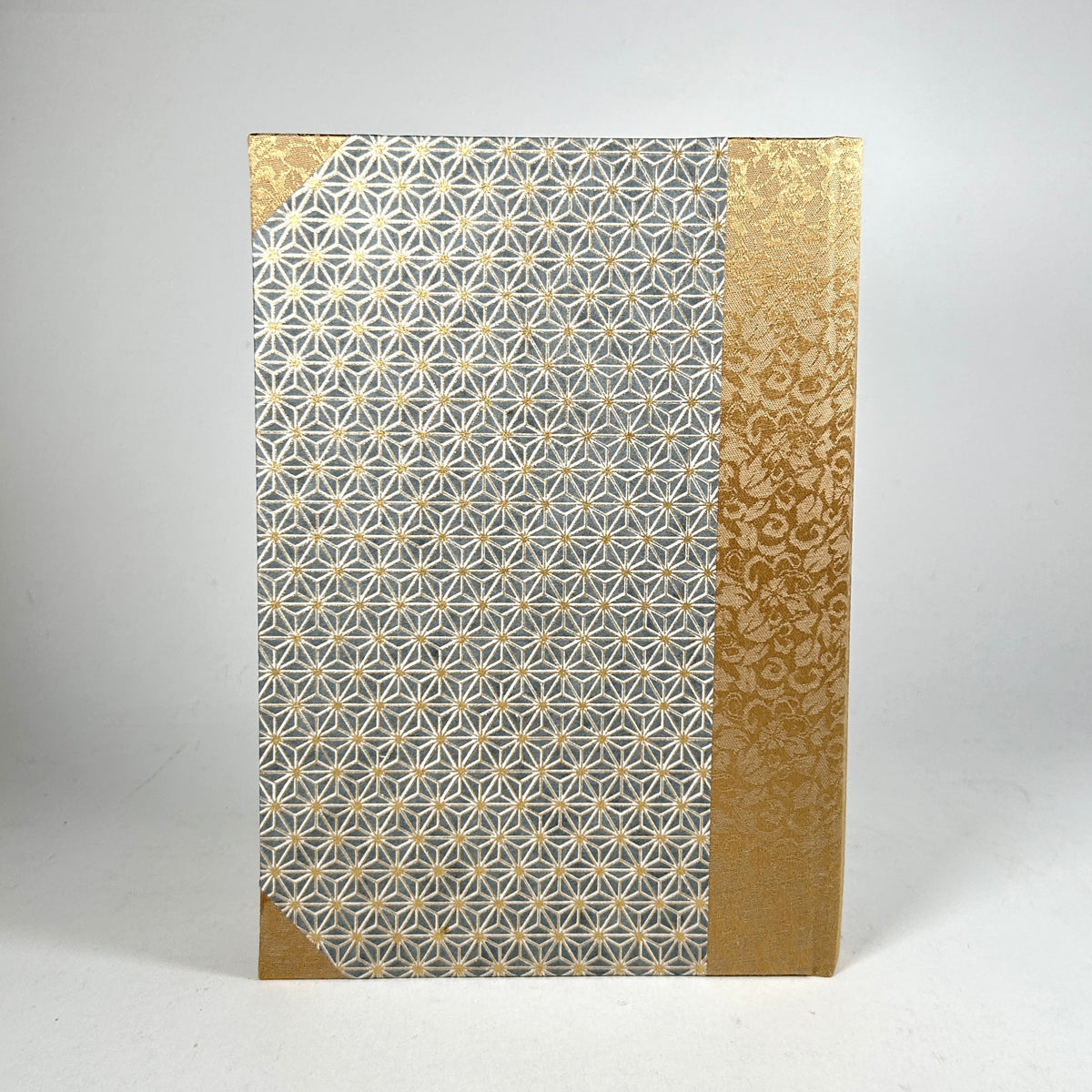 Address Book with Gray Japanese Silk Screened Paper and Golden Silk Binding