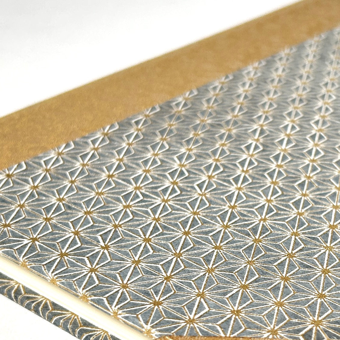 Address Book with Gray Japanese Silk Screened Paper and Golden Silk Binding