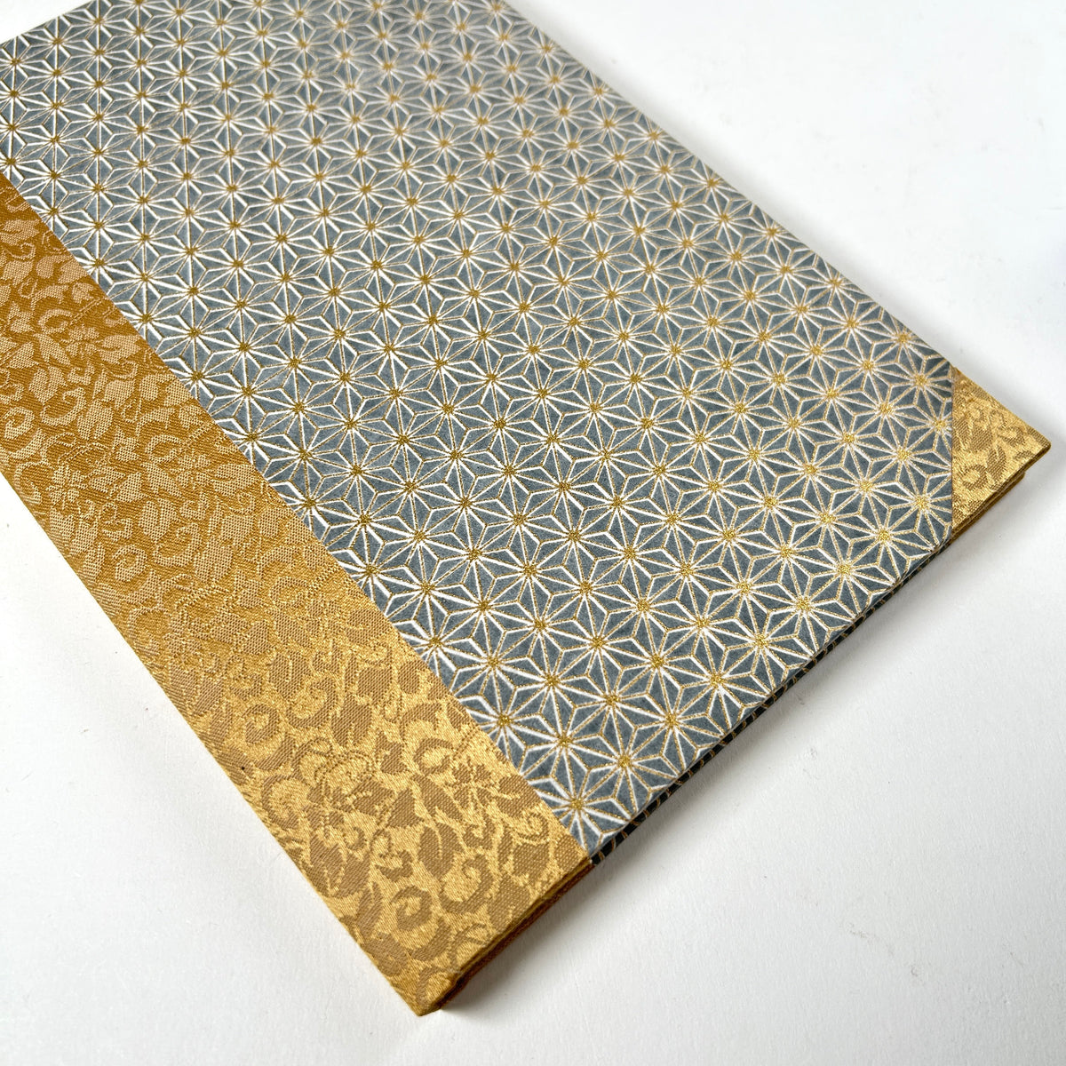 Address Book with Gray Japanese Silk Screened Paper and Golden Silk Binding