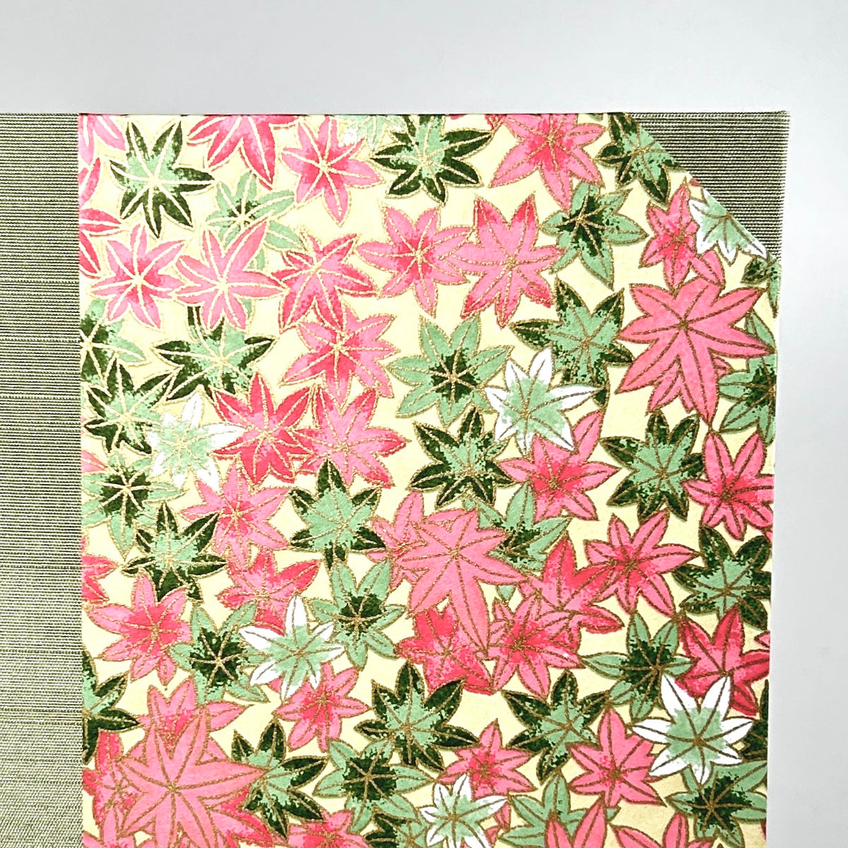 Address Book with Silk-Screened Maple Leaf Paper and Green Silk Binding