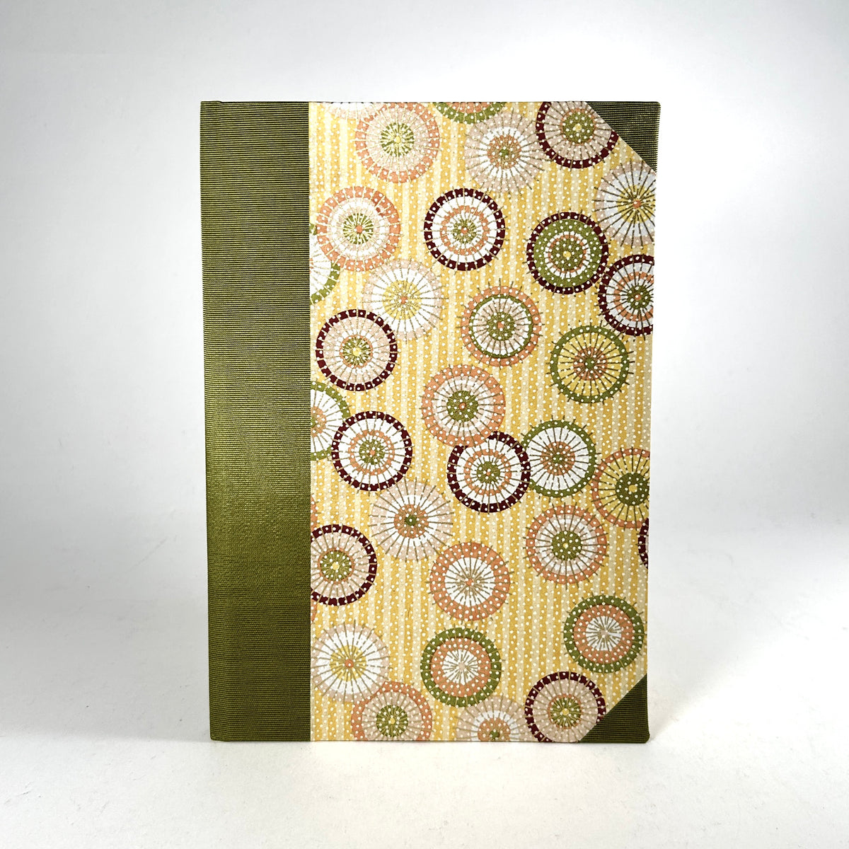 Address Book with Silk-Screened Paper and Green Silk Binding