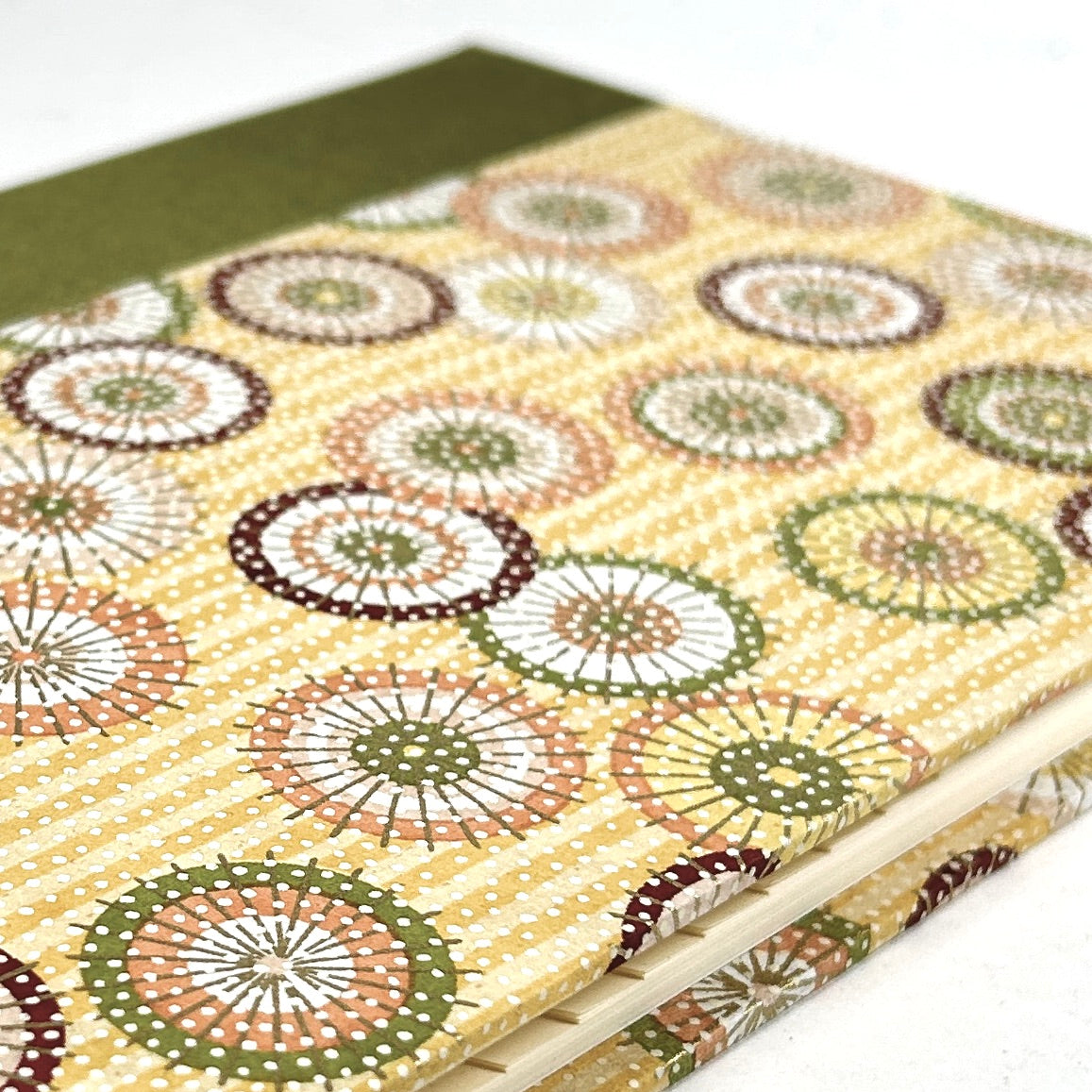 Address Book with Silk-Screened Paper and Green Silk Binding