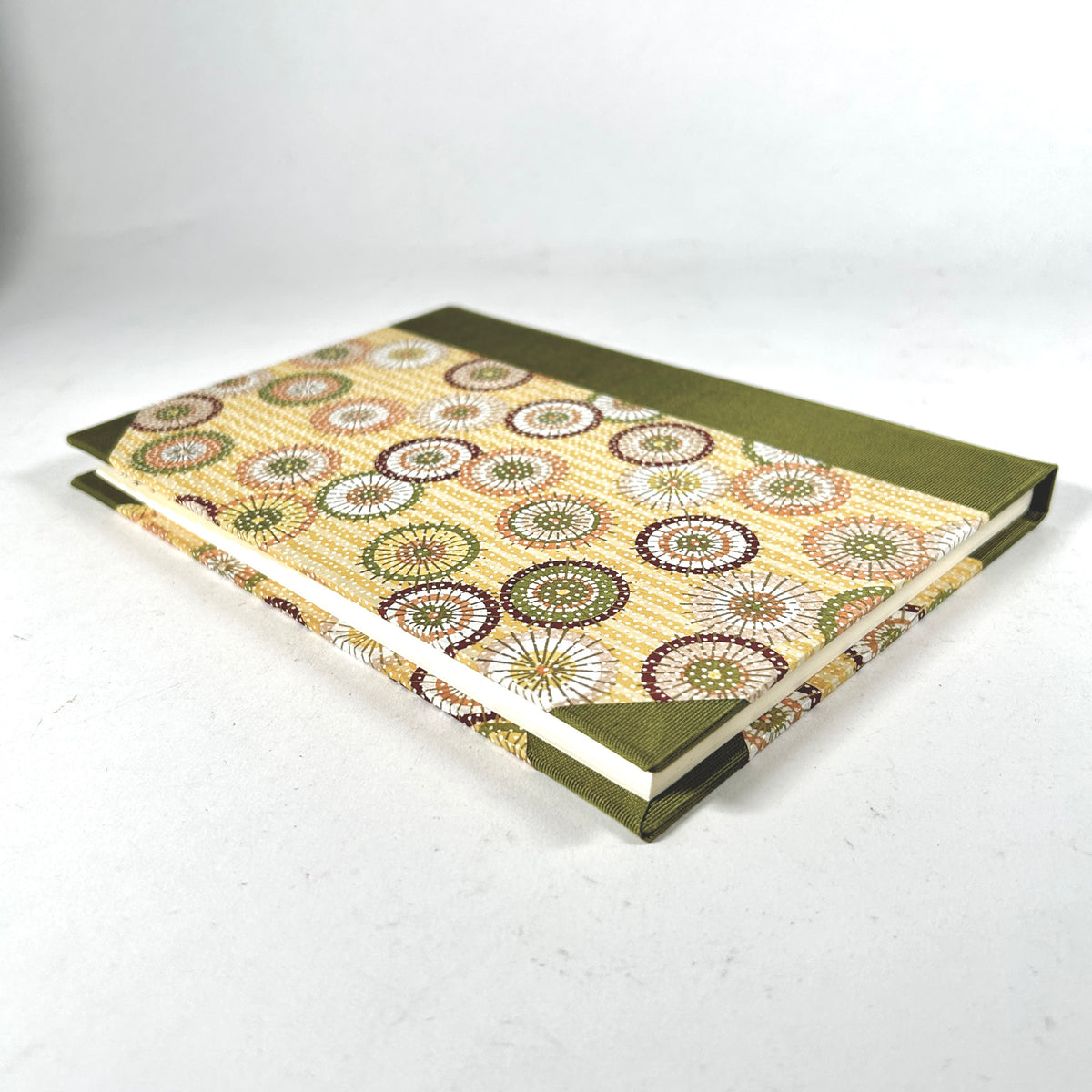 Address Book with Silk-Screened Paper and Green Silk Binding