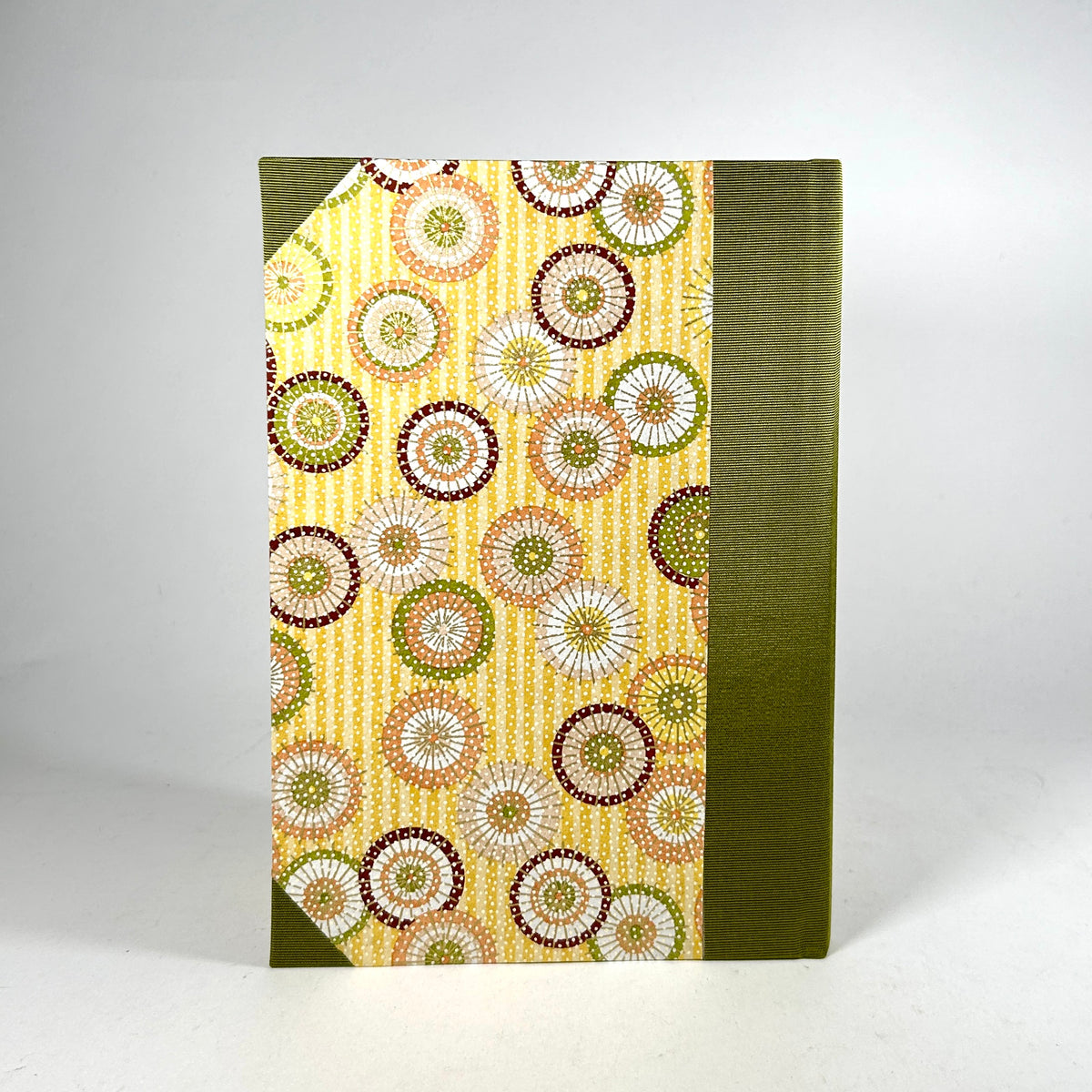 Address Book with Silk-Screened Paper and Green Silk Binding