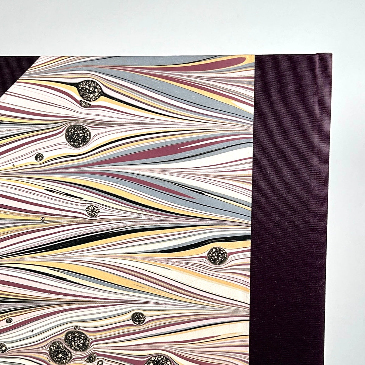 Address Book with Marbled Paper and Aubergine Silk Binding
