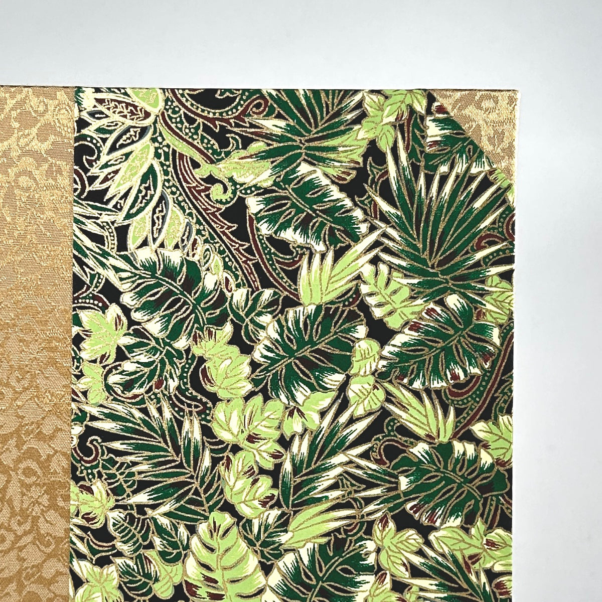 Address Book with Lush Green Leaves Paper and Golden Silk Binding