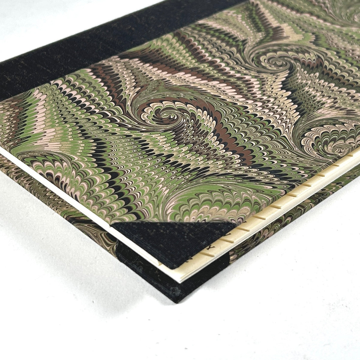 Marbled Paper Address Book with Black Silk Binding