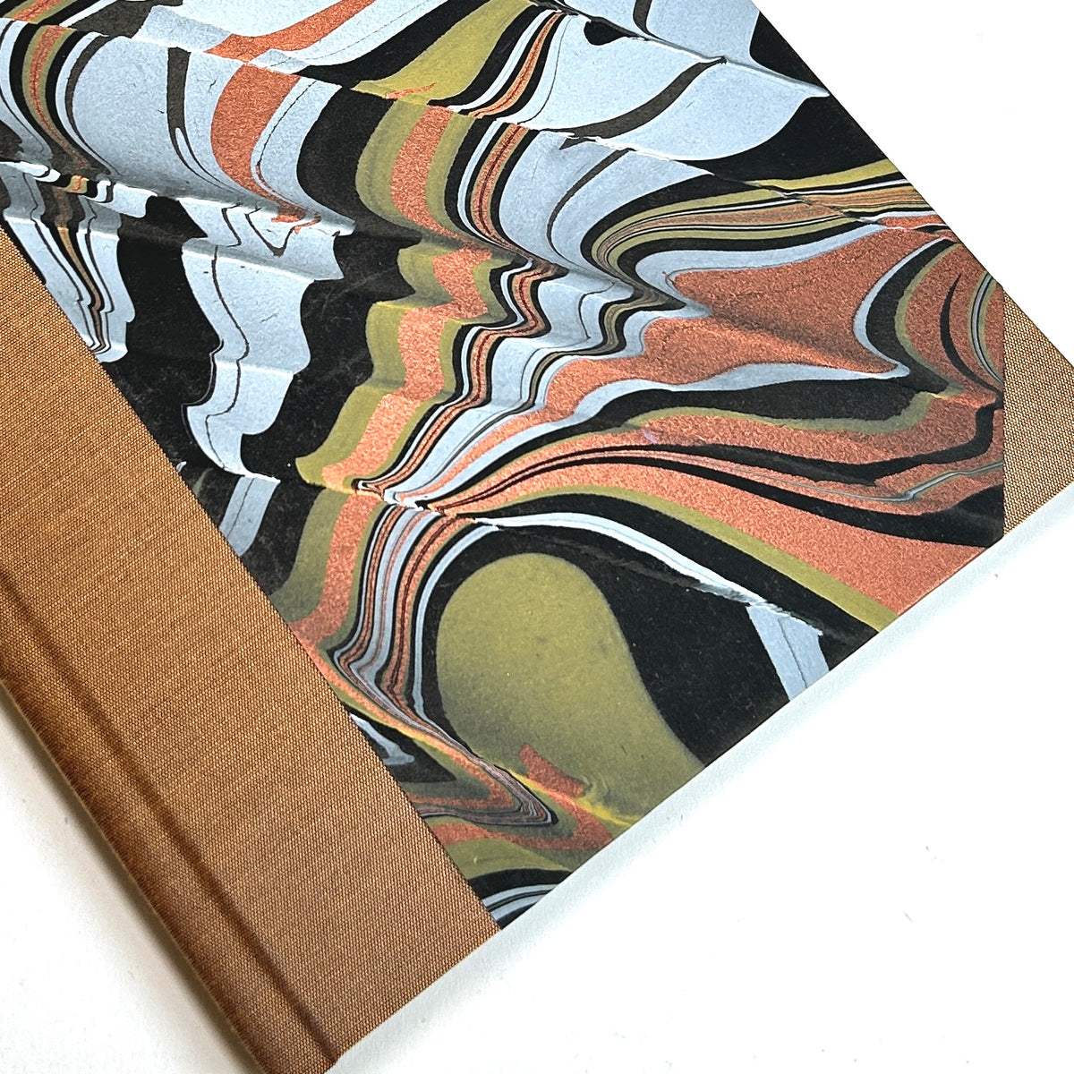 Address Book with Hand Marbled Paper and Brown Silk Binding