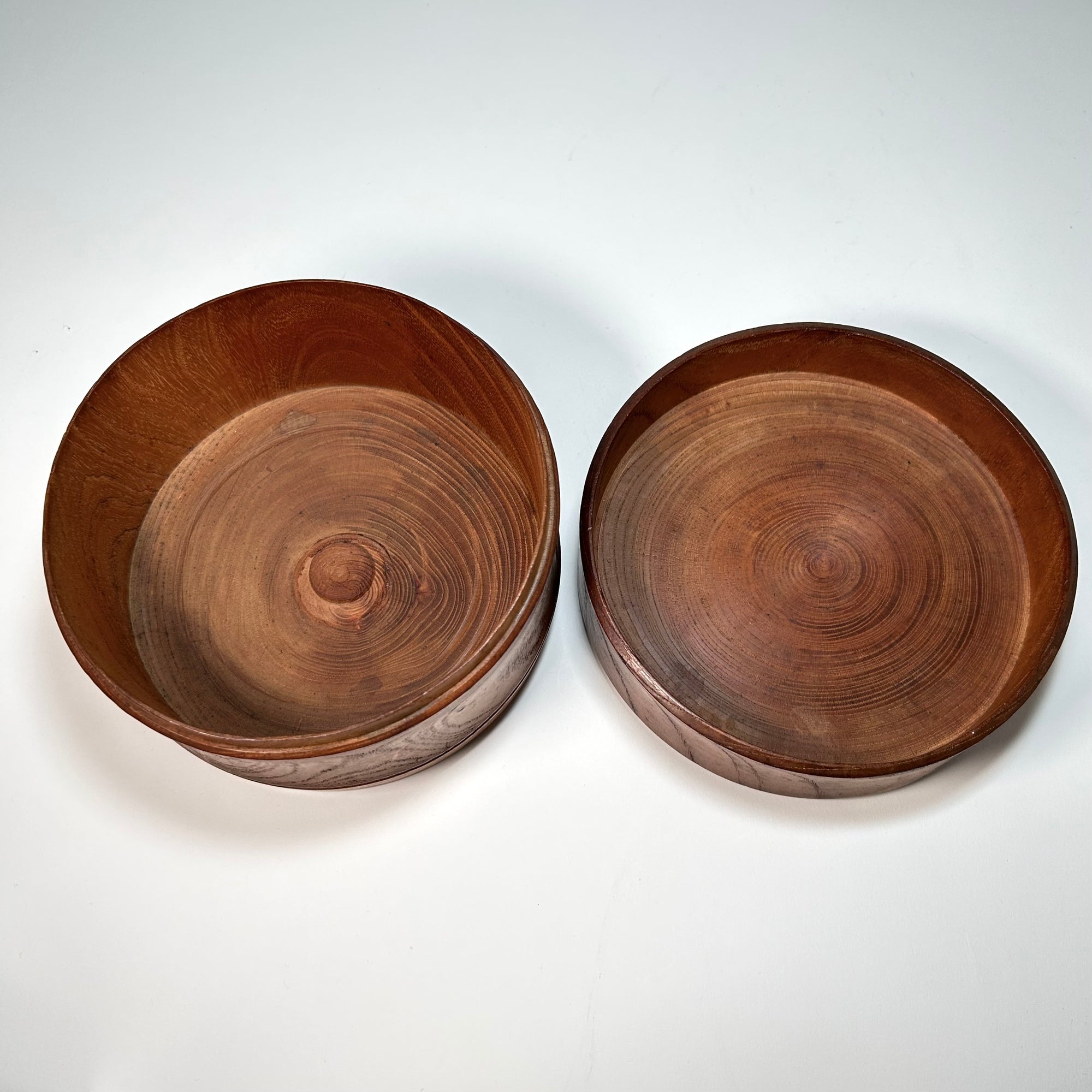 19th Century Round Wood Collar Box with Star Inlay Design