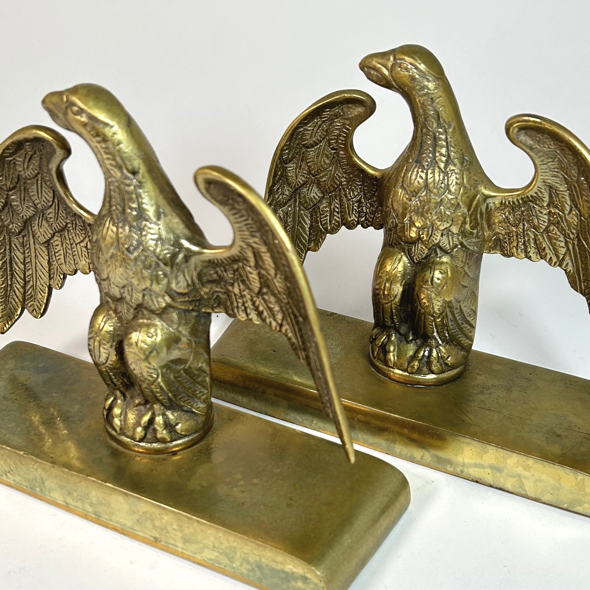Federal Style Eagle Bookends by Virginia Metal Crafters - Heavy Brass