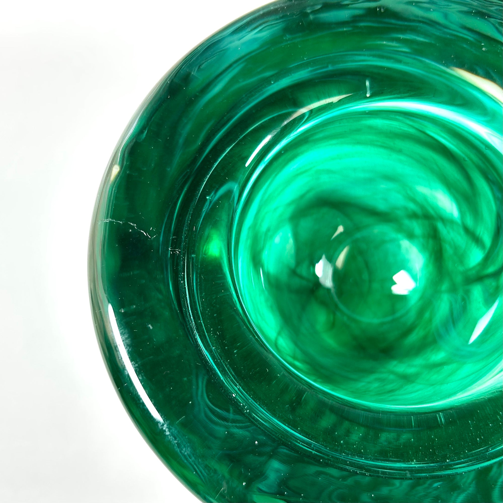 Kosta Boda Green Swirl Atoll Votive Holder / Small Dish - Free Shipping
