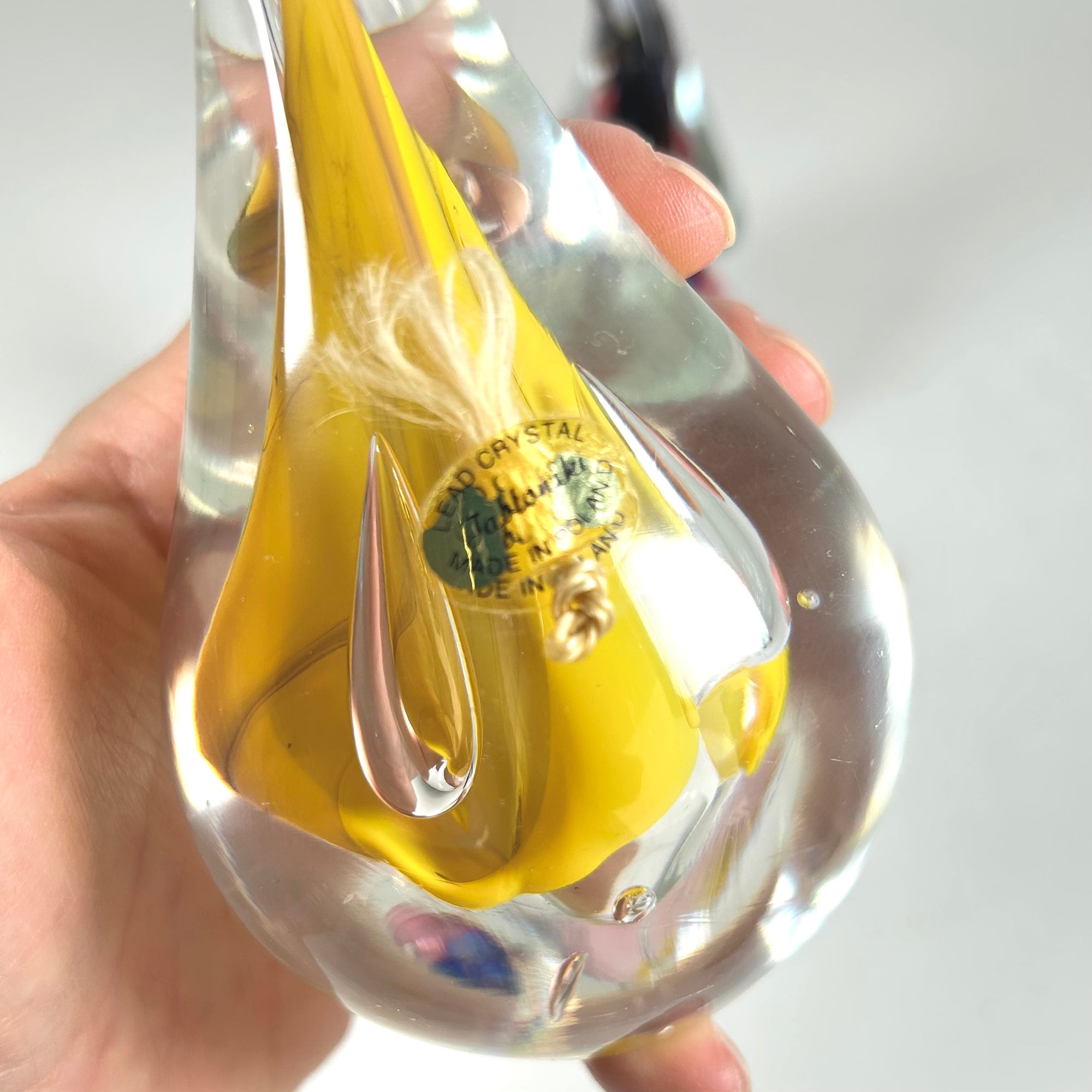 Adam Jablonski Rain Drop Crystal Glass Paperweight Set of Three - Pink, Yellow, and Blue