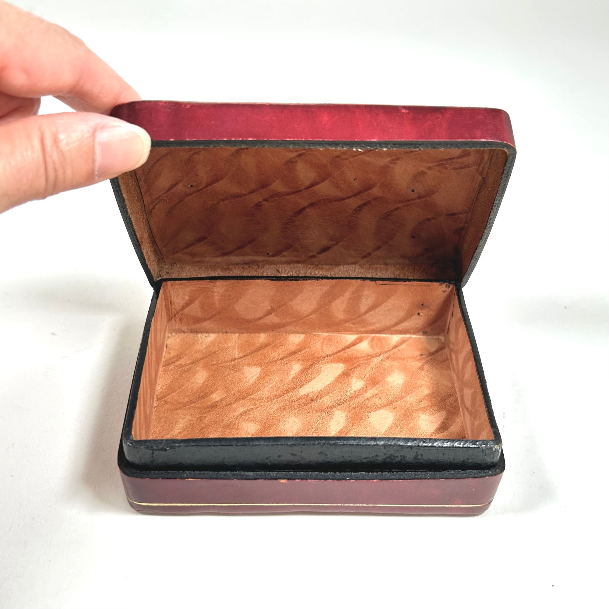 Italian Red Leather with Gold Tooling Small Box