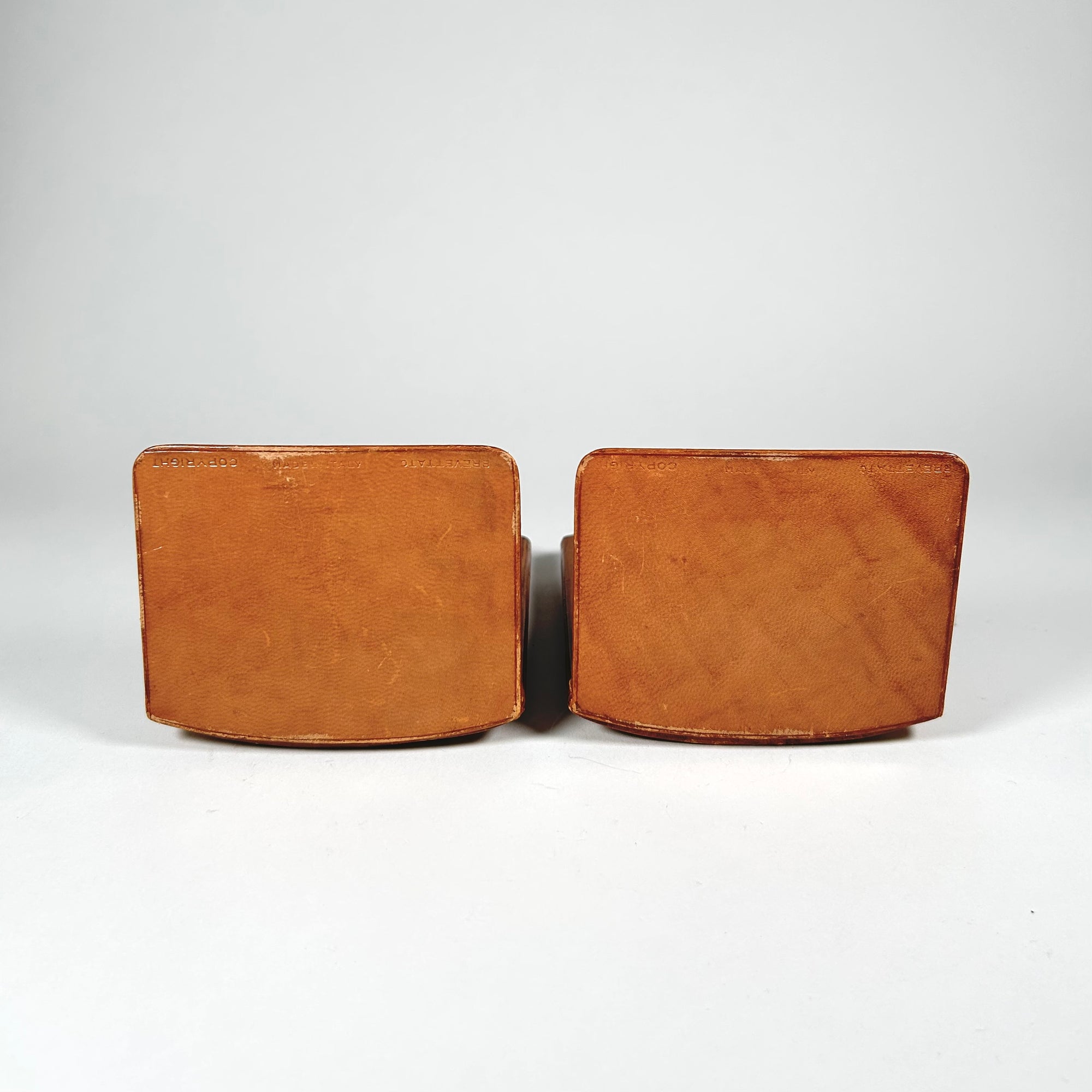 Vintage Brevettato Italian Leather Collapsible Bookends - Free Shipping