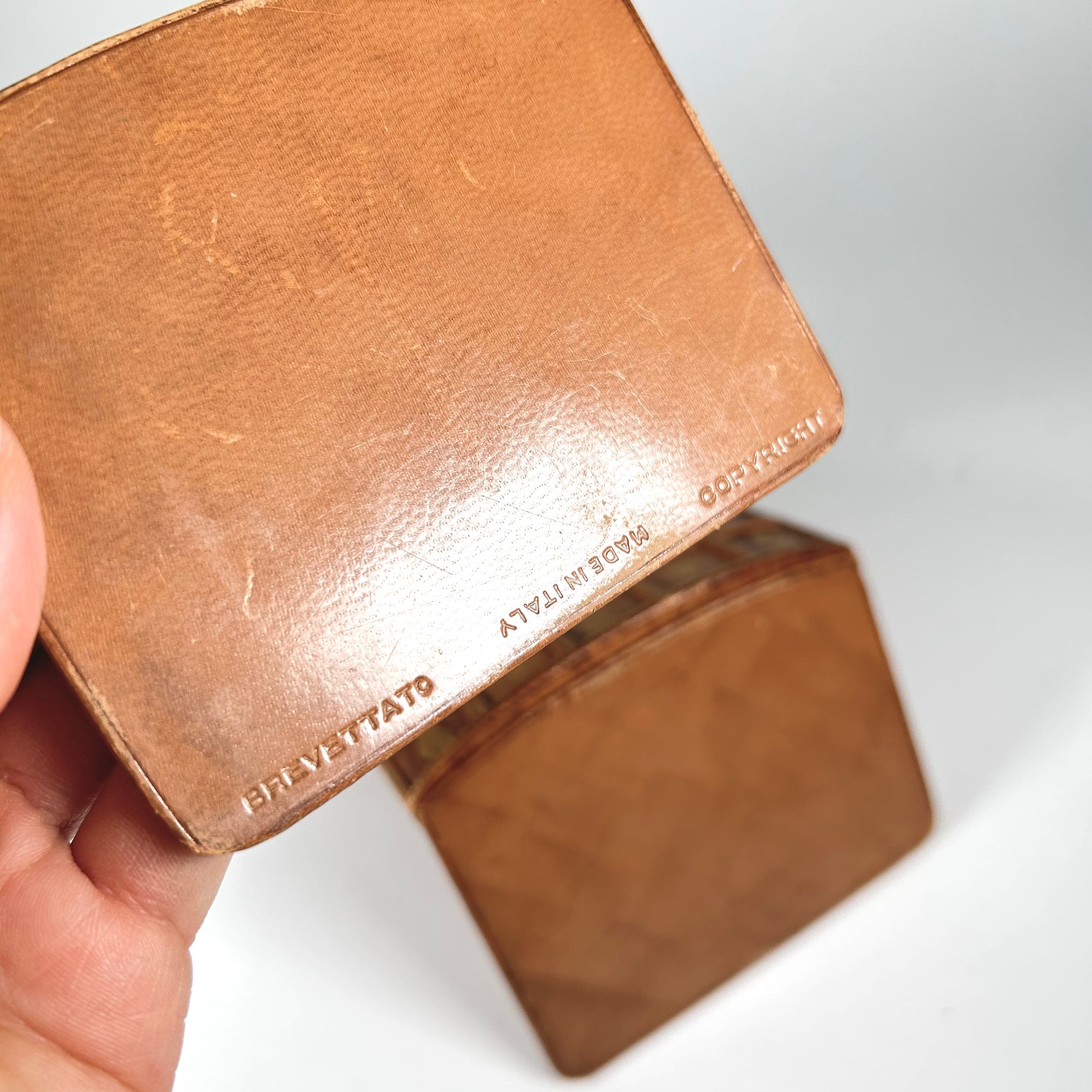 Vintage Brevettato Italian Leather Collapsible Bookends - Free Shipping