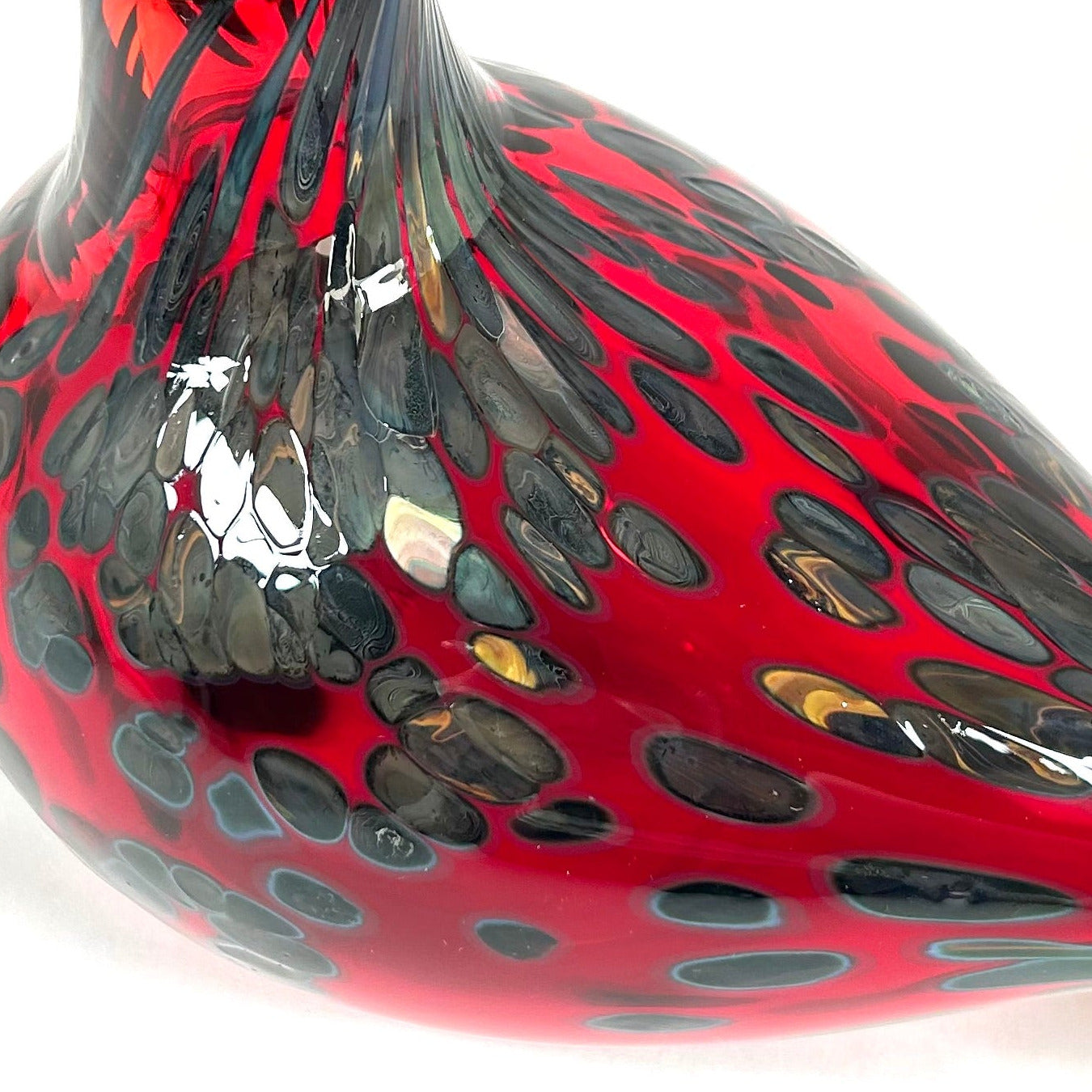 Iittala Oiva Toikka's Ruby Bird with Marbled Glass Head