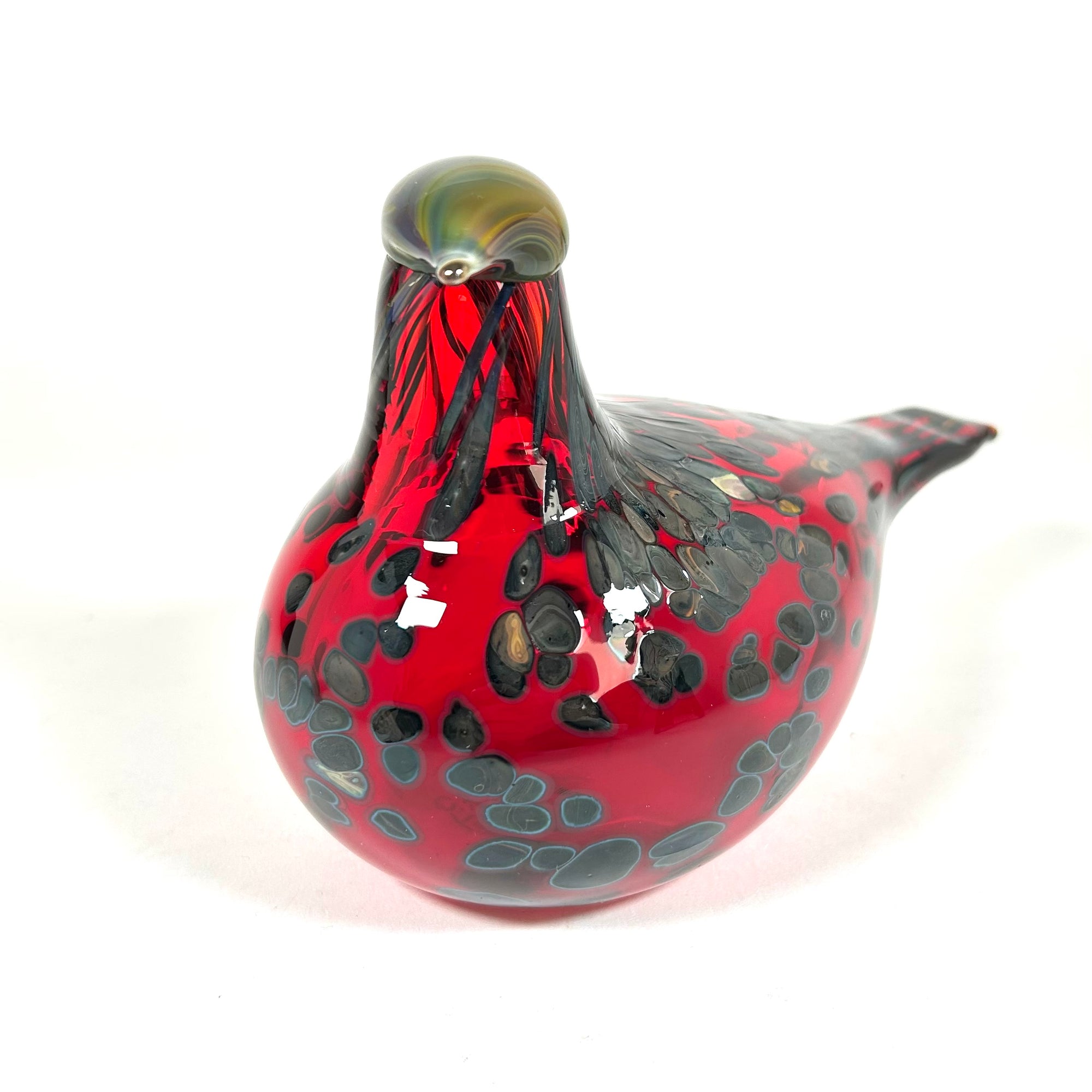 Iittala Oiva Toikka's Ruby Bird with Marbled Glass Head