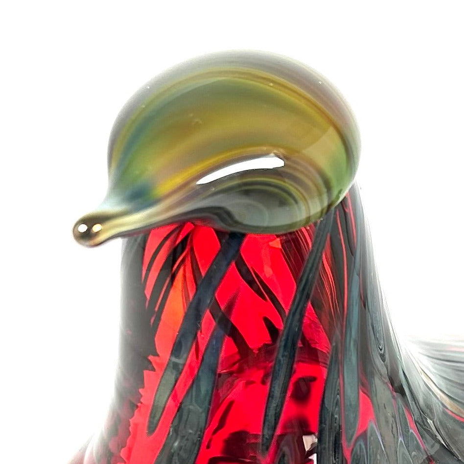Iittala Oiva Toikka's Ruby Bird with Marbled Glass Head