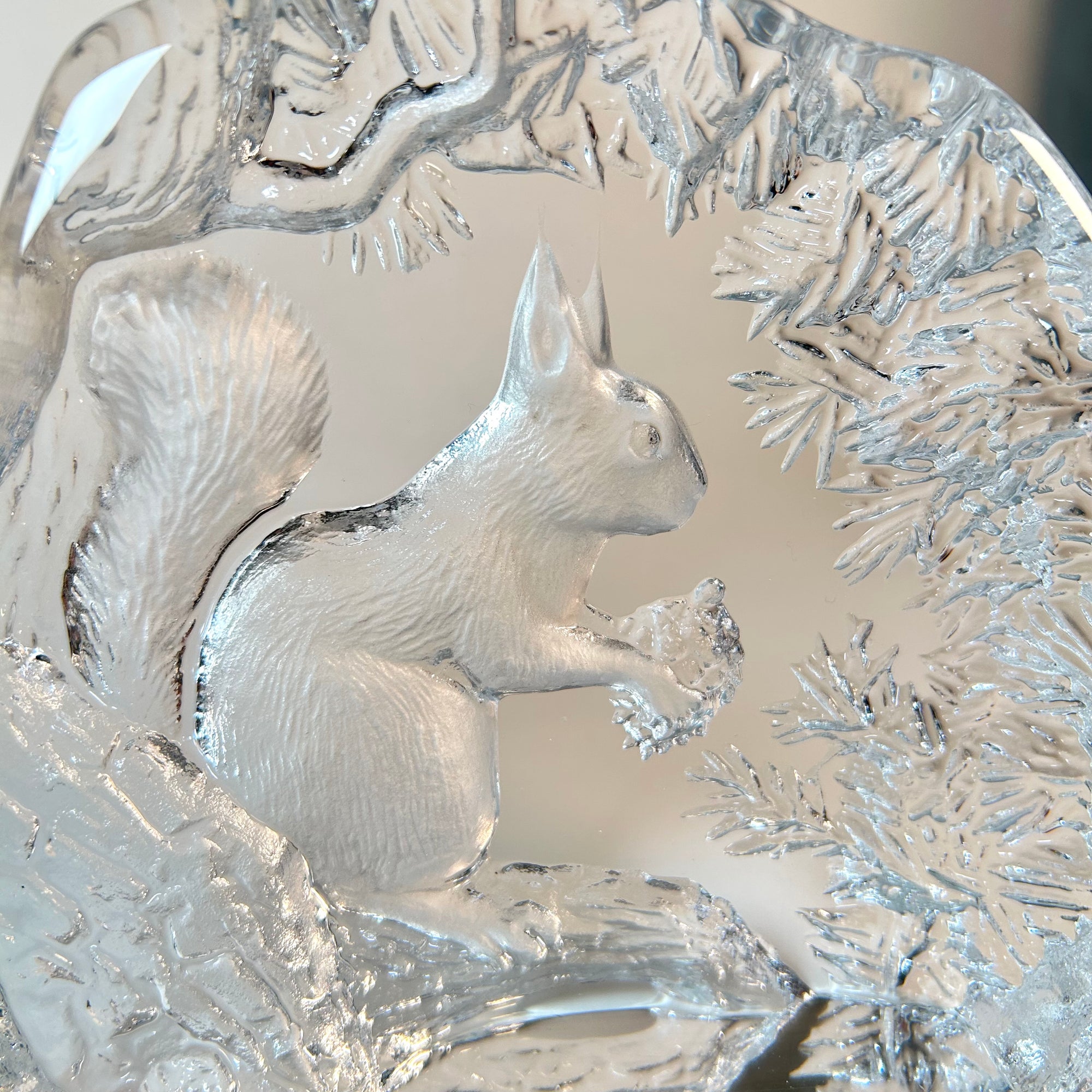 Mats Janasson Large 6" Squirrel Crystal Art Glass Sculpture