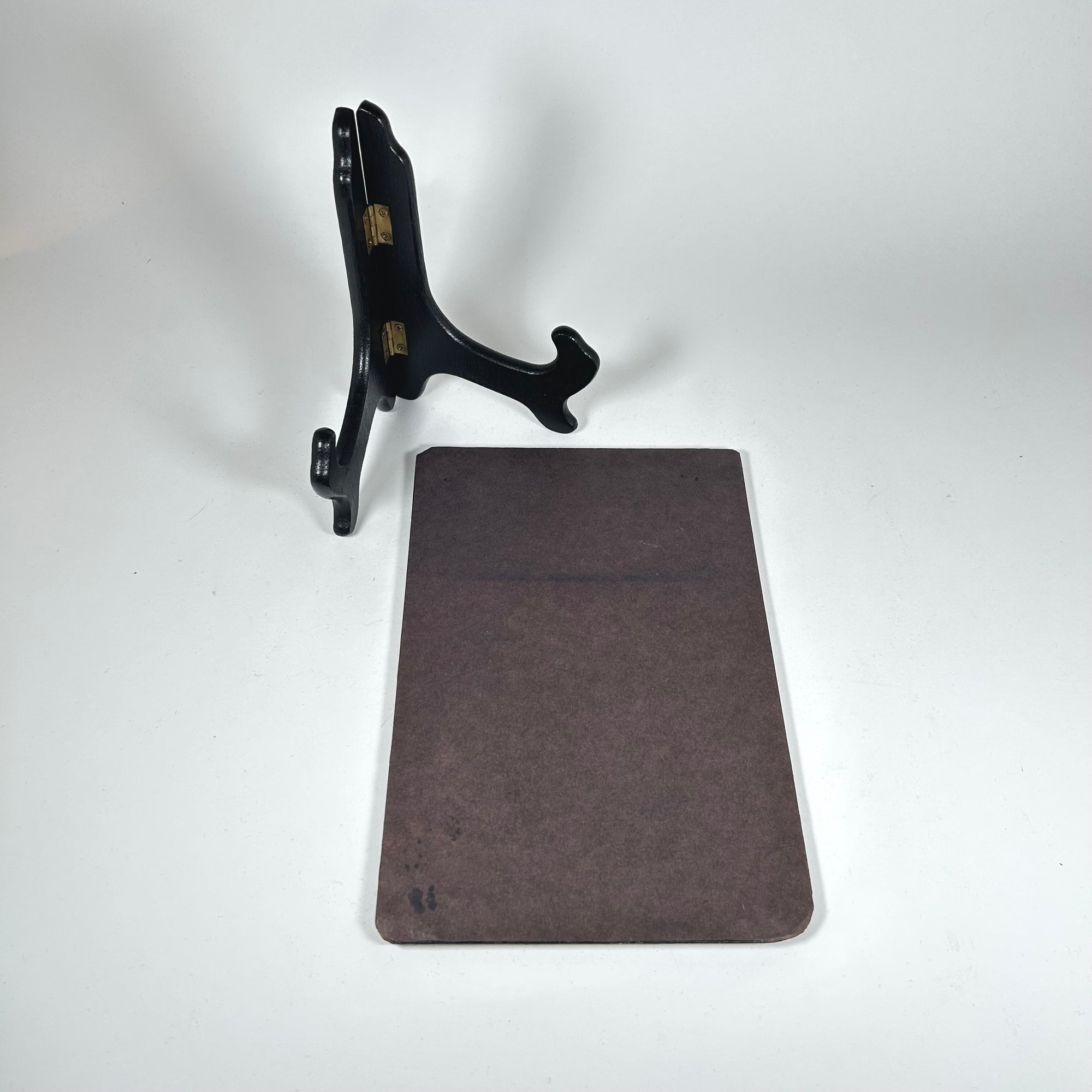 Victorian Papier-mache Mother of Pearl Inlaid Plaque on Stand