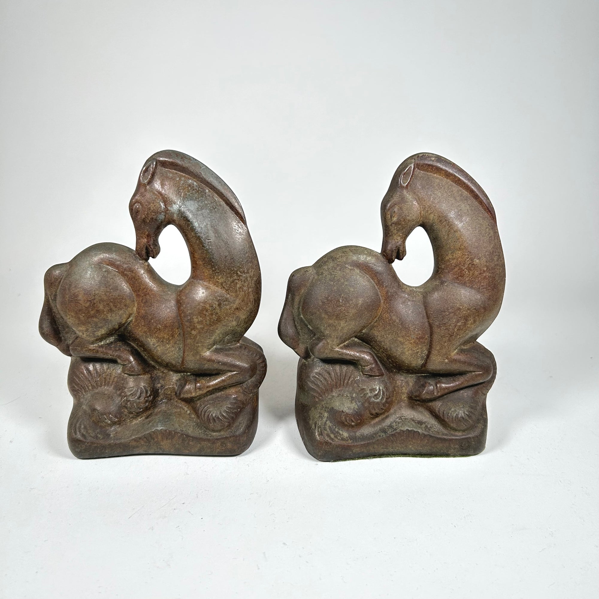 Vintage Classical Horse Style Bookends - Bronze Finish