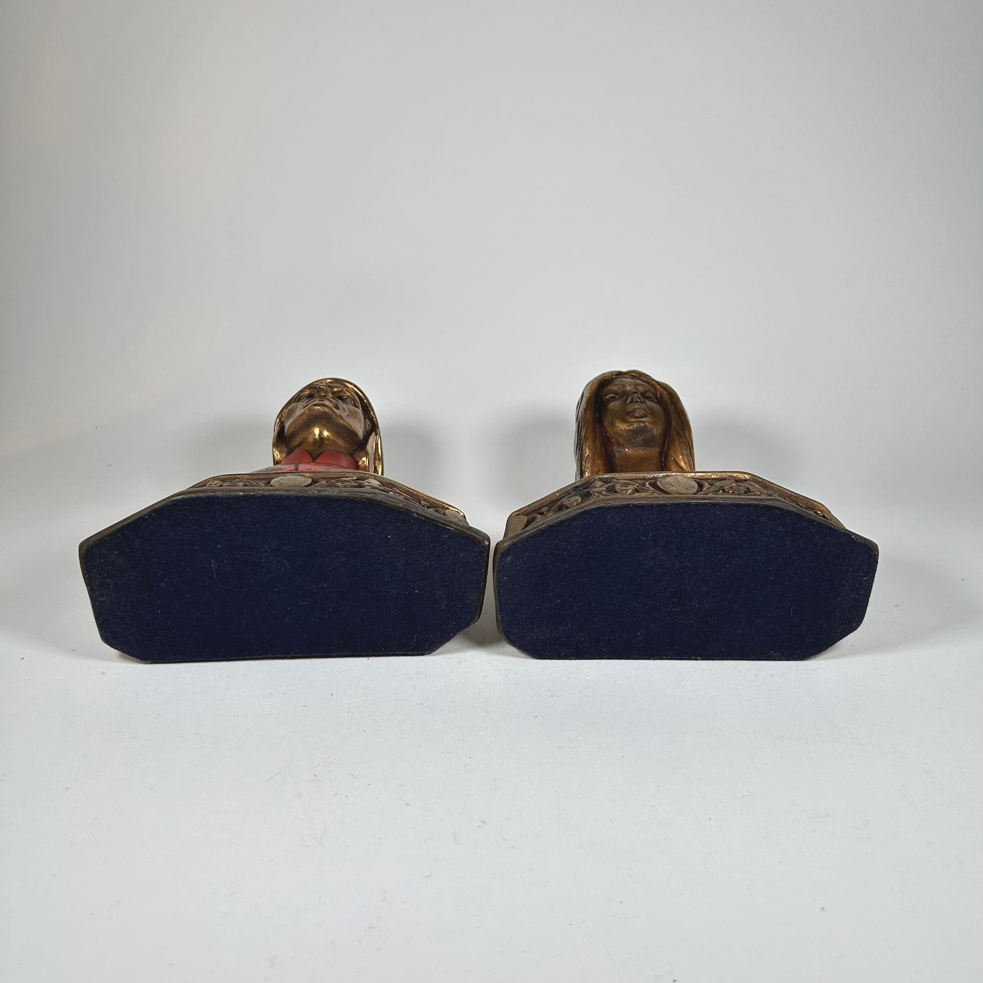 Vintage Dante Alegheri and Beatrice Bookends with Original Finish