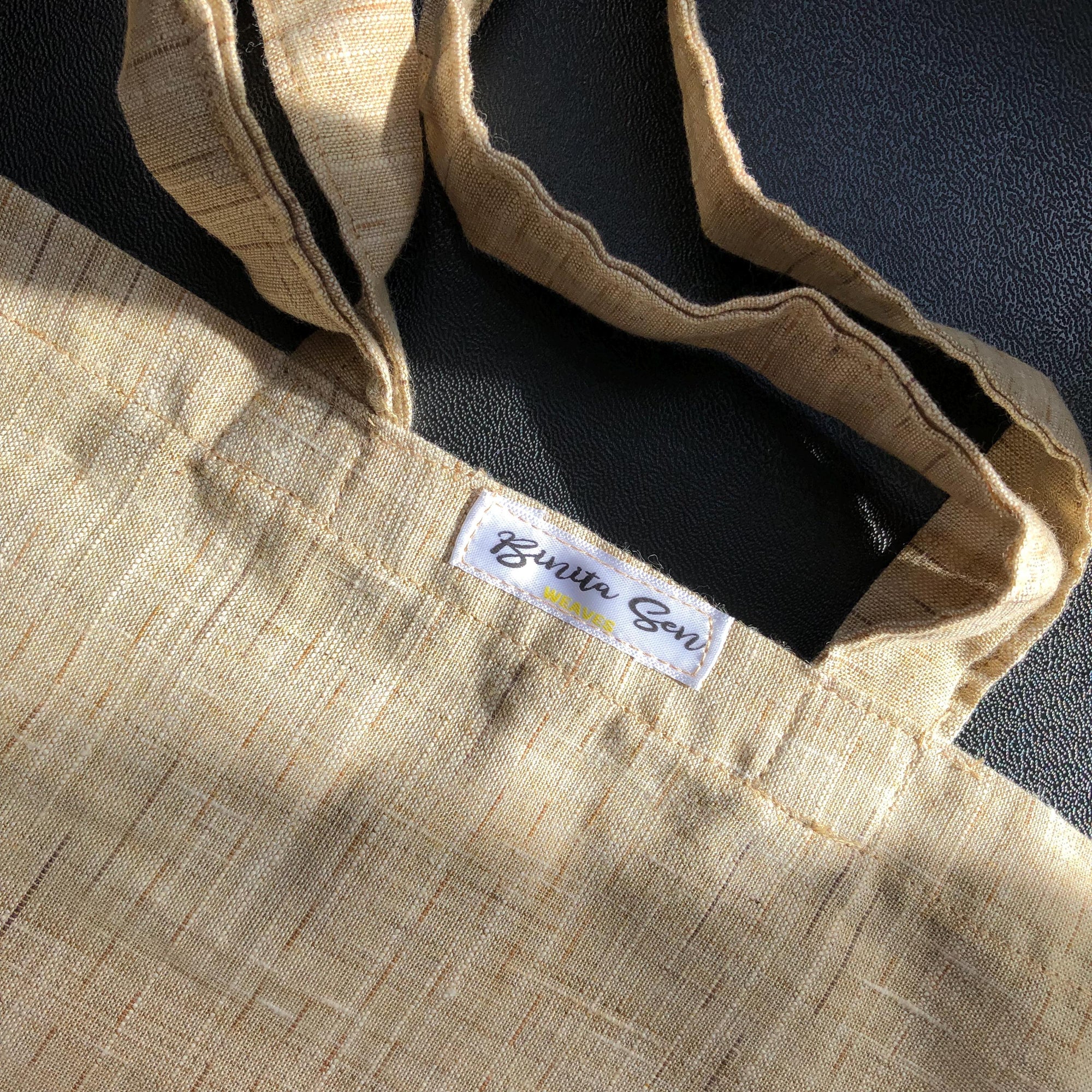 Green and Gold Raw Silk Scarf by Binita Sen Weaves | Handwoven in India