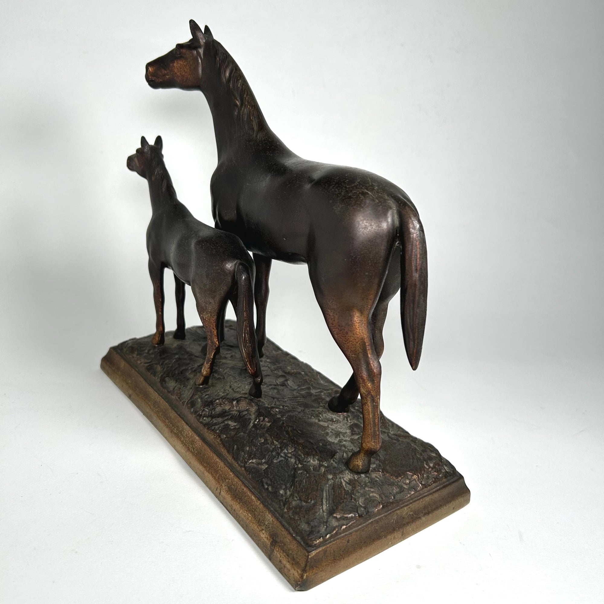 Two Horse (Colt and Dam) Metal Figurine Mantle Decor